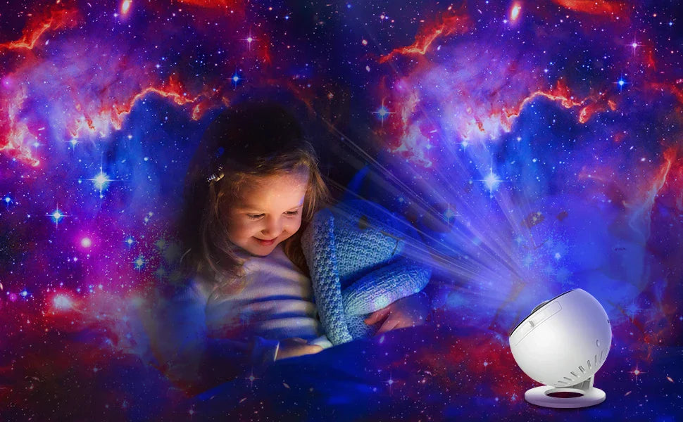 शयनकक्ष १३ फिल्म डिस्कको लागि ग्यालेक्सी प्रोजेक्टर HD छवि स्टार प्रोजेक्टर नाइट लाइट ३६०° घुमाउने बालबालिकाको प्लानेटेरियम प्रोजेक्टर