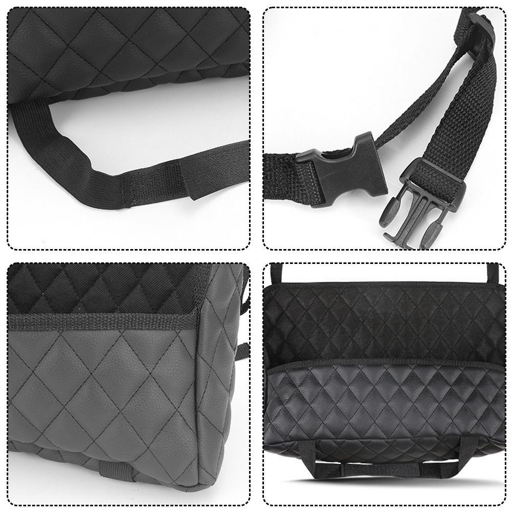 कार सिट मिडल स्टोरेज ब्याग PU छालाको ठूलो क्षमताको छालाको ब्याग सिट ब्याक स्टोरेज ब्याग वाटर कप पकेटहरू भण्डारण गर्ने सामानहरू सफा गर्ने