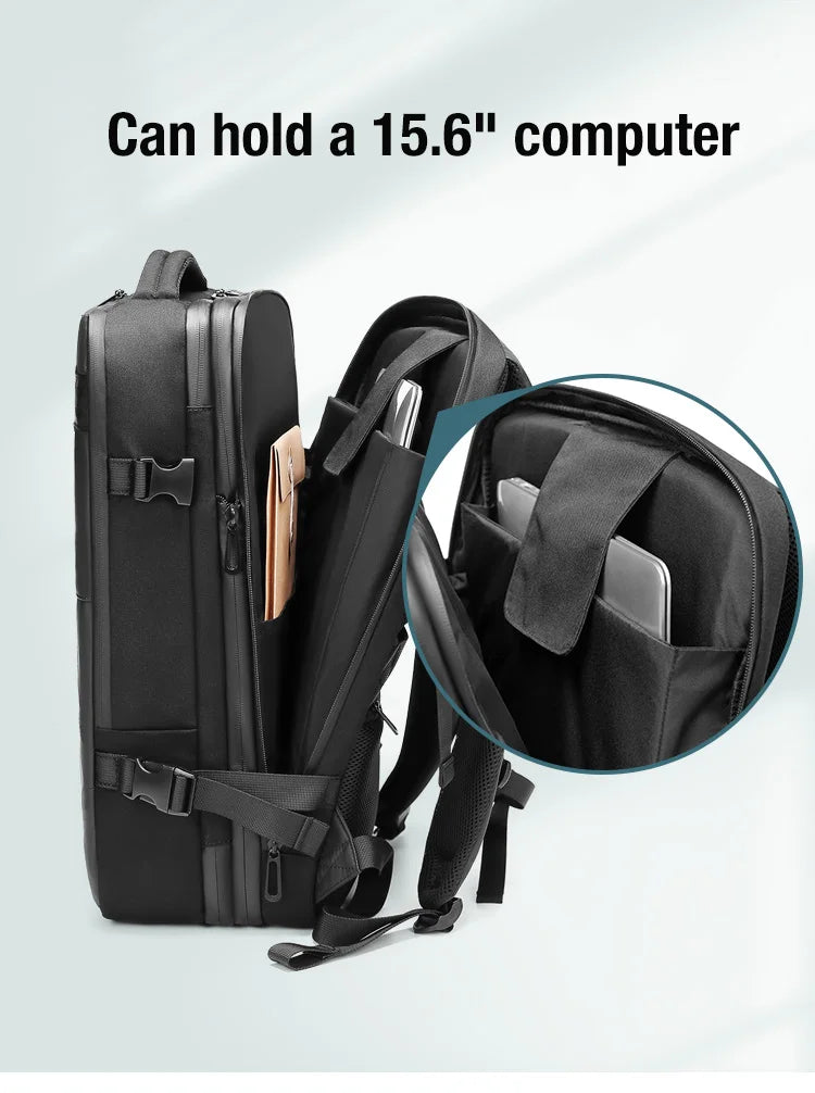 यात्रा पुरुष विस्तारित ल्यापटप ब्याकप्याक भ्याकुम कम्प्रेसन हाइकिङ ब्याकप्याक USB चार्जिङ व्यवसाय पम्पहरूको लागि ठूलो क्षमताको ब्याकप्याक