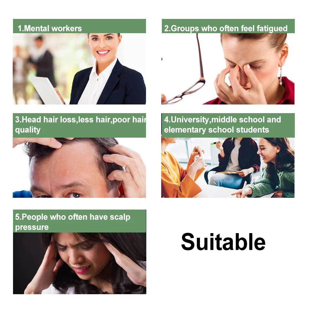 इलेक्ट्रिक स्क्याल्प मसाजर हेड्स स्क्याल्प निडिङ भाइब्रेटिंग डिभाइस कपालको वृद्धिको लागि ६ मोडहरू तनाव आराम वाटरप्रूफ मसाजर
