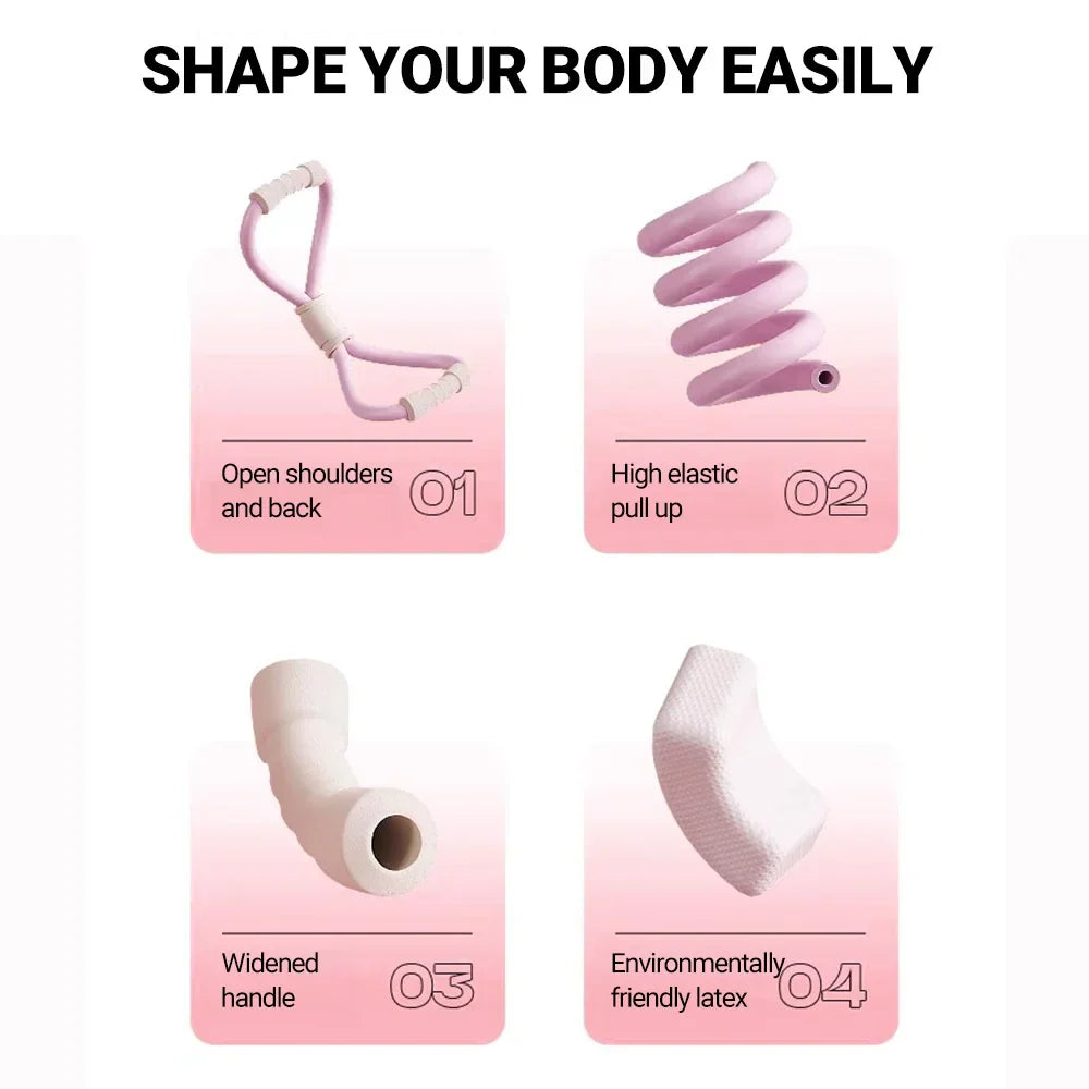 टेन्सन रोप योग जिम लेटेक्स रबर आर्म रेजिस्टन्स ८-आकारको फिटनेस स्ट्रेन्थ इक्विपमेन्ट होम जिम चेस्ट एक्सपान्डर इलास्टिक ब्यान्ड