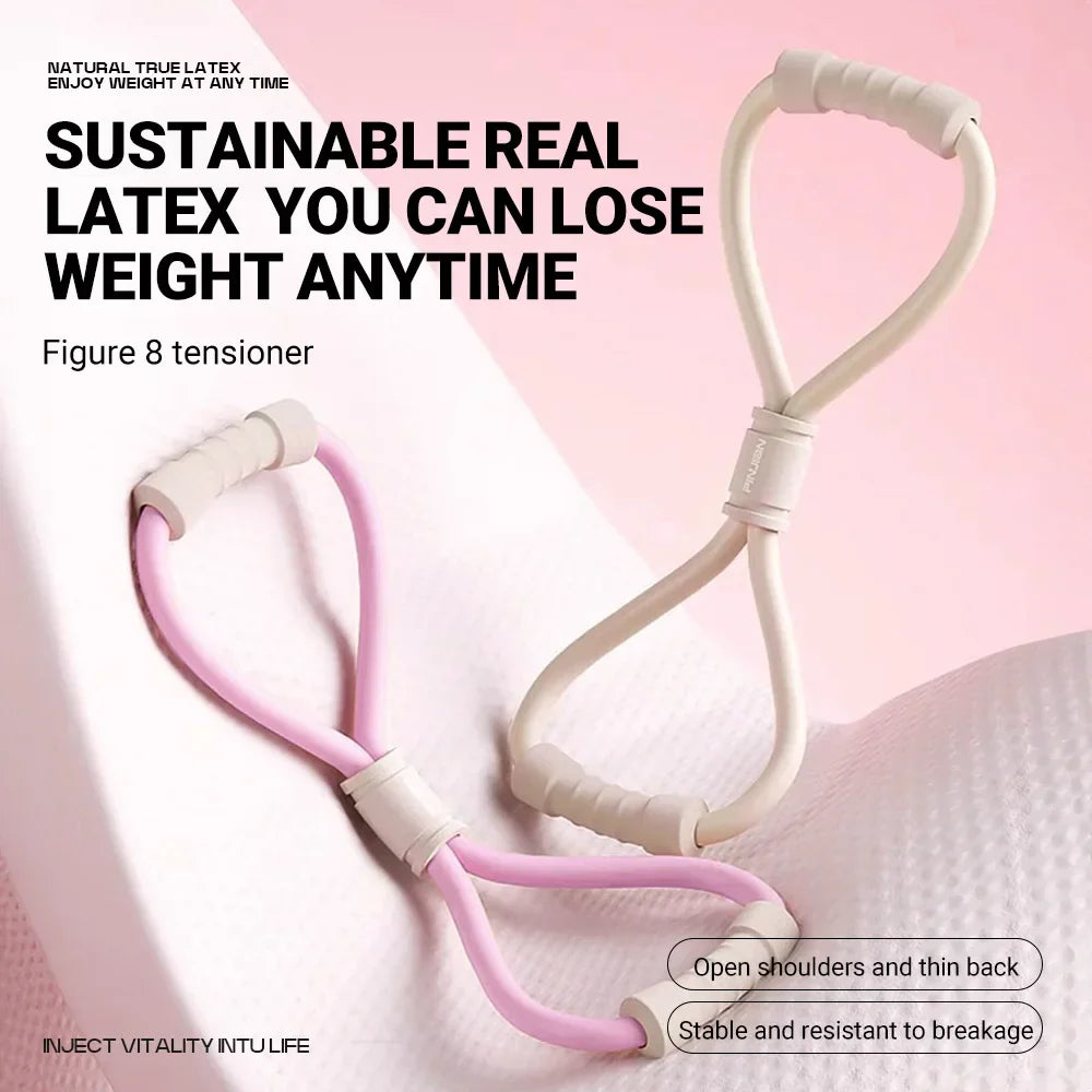 टेन्सन रोप योग जिम लेटेक्स रबर आर्म रेजिस्टन्स ८-आकारको फिटनेस स्ट्रेन्थ इक्विपमेन्ट होम जिम चेस्ट एक्सपान्डर इलास्टिक ब्यान्ड