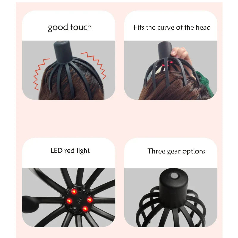 इलेक्ट्रिक हेड मसाजर स्क्याल्प हेयर ग्रोथ हेड रिल्याक्स स्ट्रेस रिलिफ हेड स्क्र्याचर स्क्याल्प स्टिमुलेशन मसाज क्लाउ हेल्थ केयर