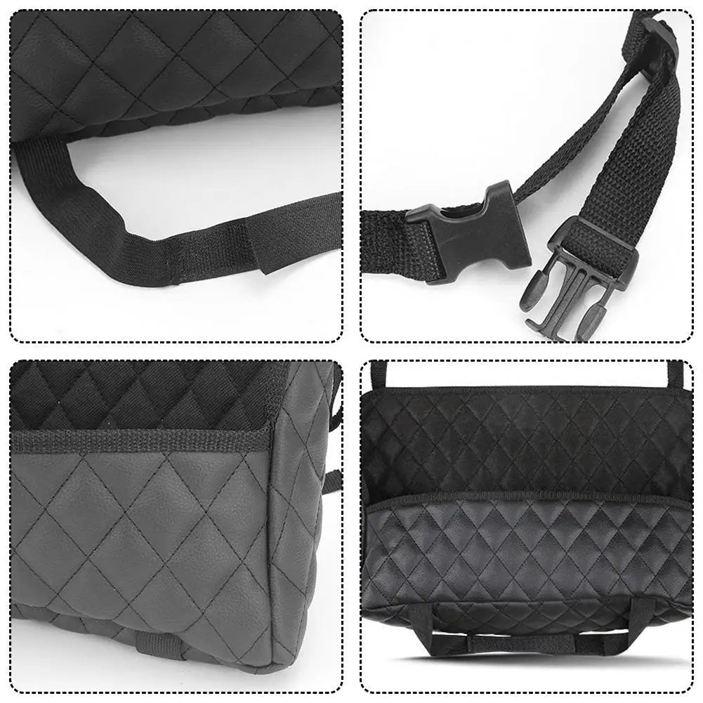 कार सिट मिडल स्टोरेज ब्याग PU छालाको ठूलो क्षमताको छालाको ब्याग सिट ब्याक स्टोरेज ब्याग वाटर कप पकेटहरू भण्डारण गर्ने सामानहरू सफा गर्ने