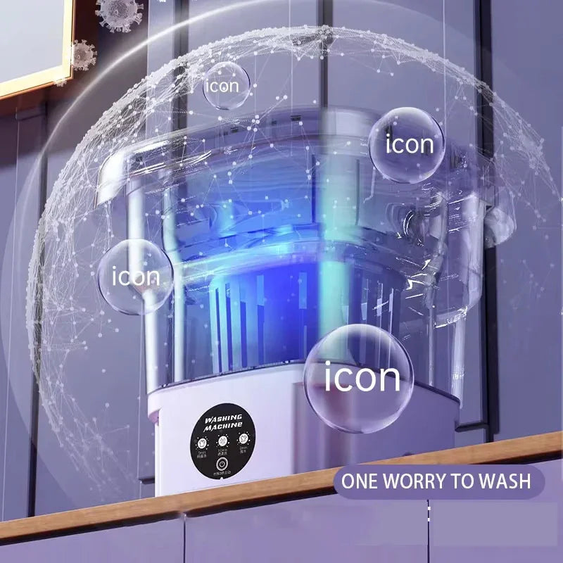 मोजा अन्डरवियर प्यान्टी वाशरको लागि स्पिन ड्रायर सहितको ६.५ लिटर पोर्टेबल सानो फोल्डेबल वाशिङ मेसिन घरायसी मिनी वाशिङ मेसिन