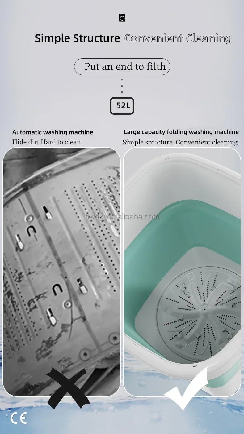 पोर्टेबल ५२L लुगा धुने मेसिन फोल्डिङ मिनी लुगा धुने मेसिन अन्डरवियर बच्चाहरूको लुगाको लागि
