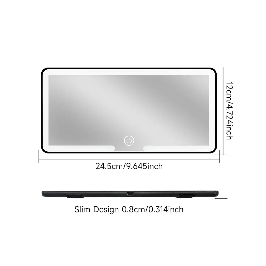 Fccemc कार सन भिजर मेकअप मिरर एलईडी टच स्क्रिन समायोज्य ब्राइटनेस अटो इन्टेरियर मेकअप HD मिरर चार्जिङ भ्यानिटी मिरर
