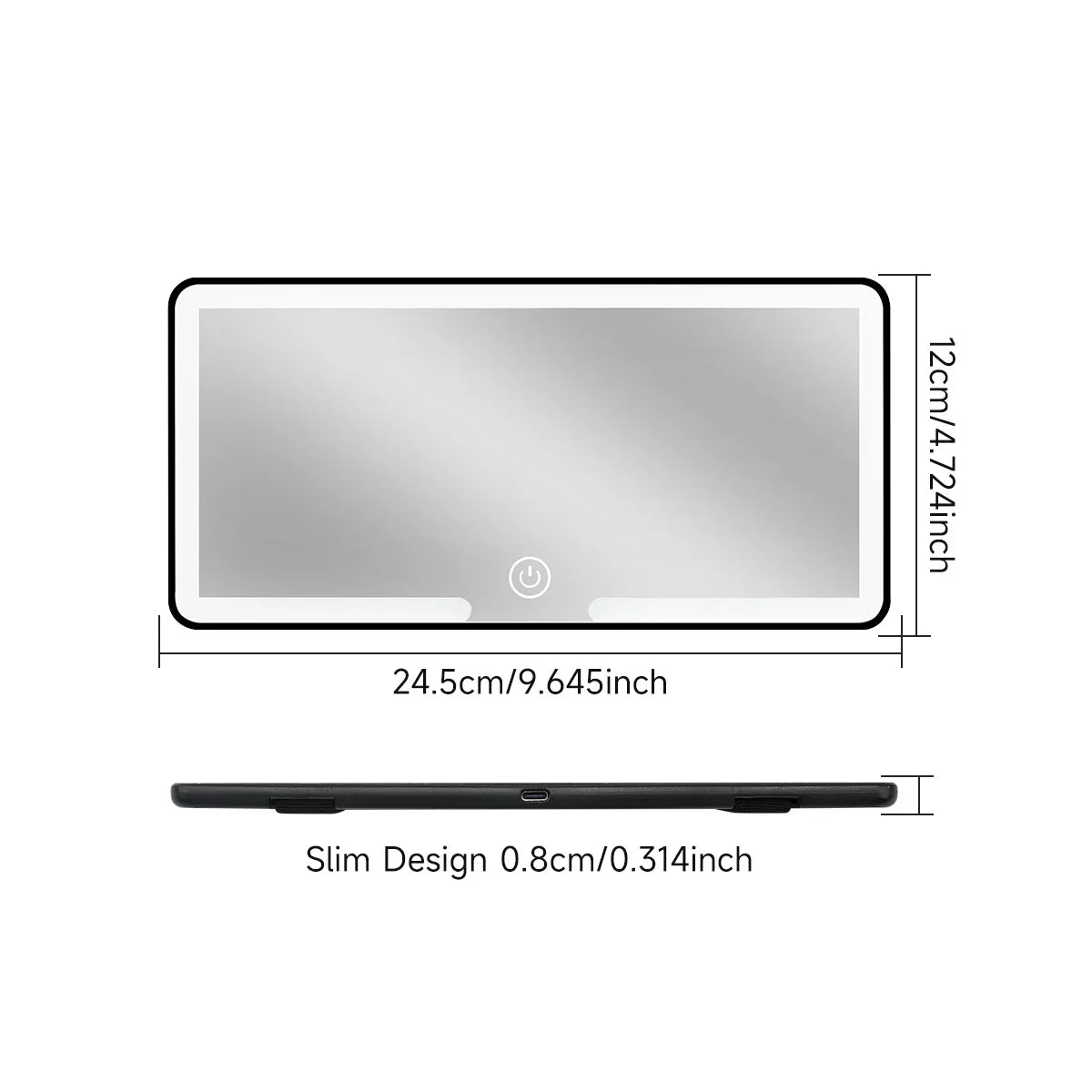 Fccemc कार सन भिजर मेकअप मिरर एलईडी टच स्क्रिन समायोज्य ब्राइटनेस अटो इन्टेरियर मेकअप HD मिरर चार्जिङ भ्यानिटी मिरर