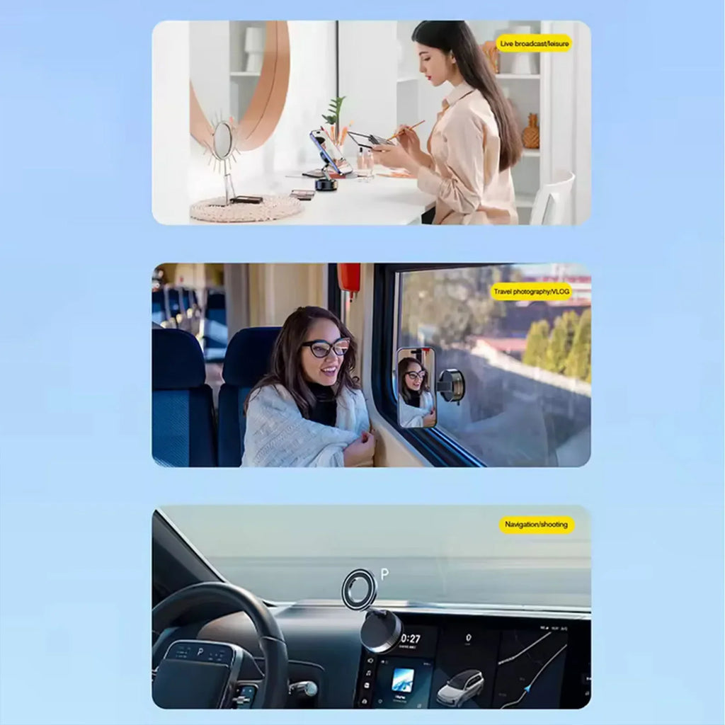 सुपर स्ट्रङ्ग भ्याकुम सक्सन कप म्याग्नेटिक फोन होल्डर ३६०° घुमाउन मिल्ने समायोज्य फोल्डेबल कार फोन स्ट्यान्ड