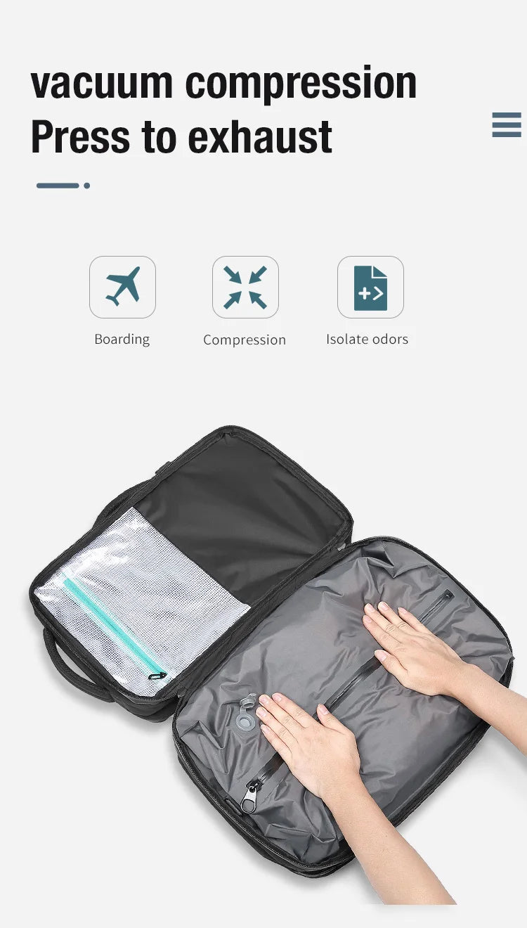 यात्रा पुरुष विस्तारित ल्यापटप ब्याकप्याक भ्याकुम कम्प्रेसन हाइकिङ ब्याकप्याक USB चार्जिङ व्यवसाय पम्पहरूको लागि ठूलो क्षमताको ब्याकप्याक