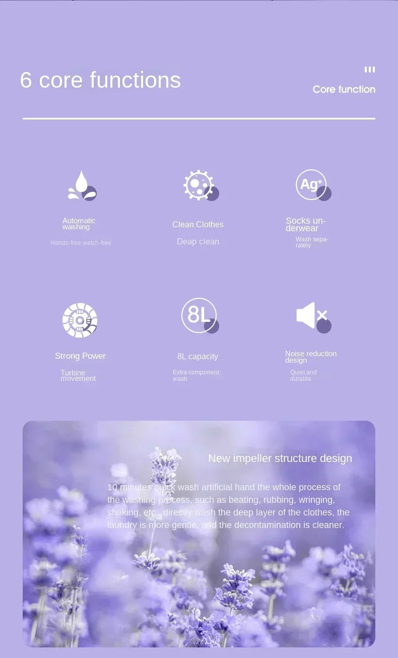 मोजा अन्डरवियर प्यान्टी मिनी वाशर घरायसी लुगा धुने उपकरणको लागि स्पिन ड्रायर सहितको पोर्टेबल ९ लिटर सानो फोल्डेबल वाशिङ मेसिन