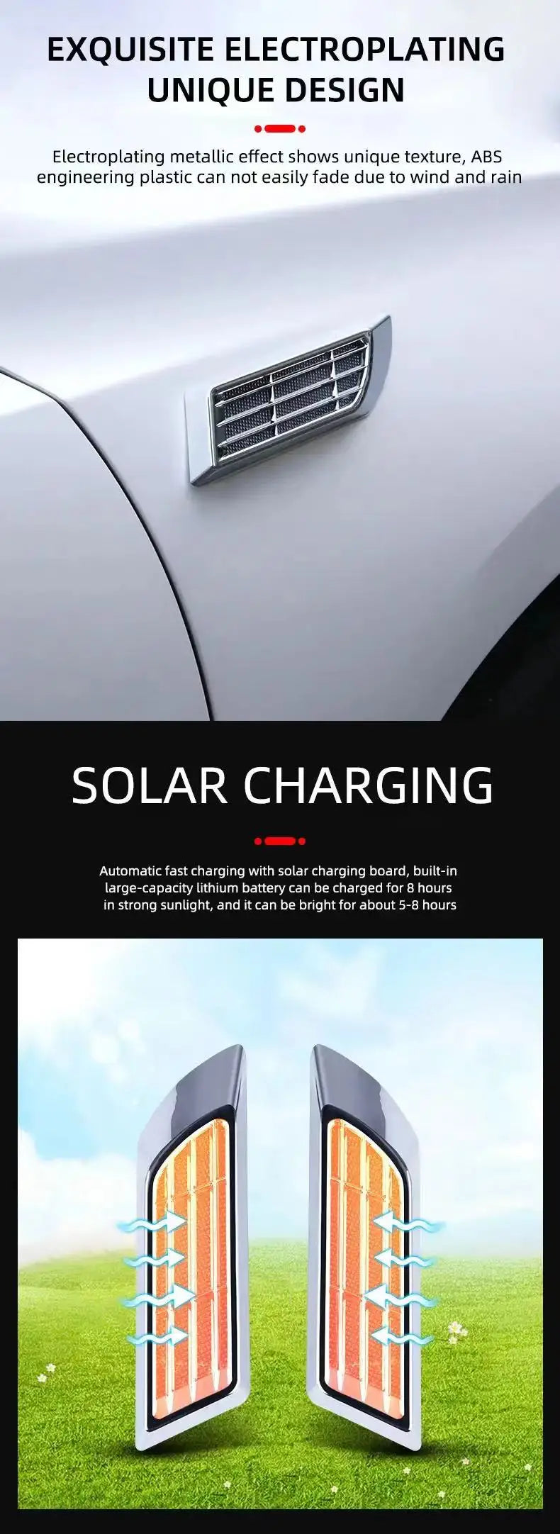 २pcs कार सोलार फ्ल्यासिङ एलईडी चेतावनी बत्तीहरू युनिभर्सल समायोज्य अटोमोटिभ पार्किङ रियरिङ चेतावनी बत्ती कार स्टाइलिङ सामानहरू