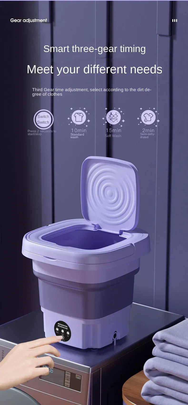 मोजा अन्डरवियर प्यान्टी मिनी वाशर घरायसी लुगा धुने उपकरणको लागि स्पिन ड्रायर सहितको पोर्टेबल ९ लिटर सानो फोल्डेबल वाशिङ मेसिन