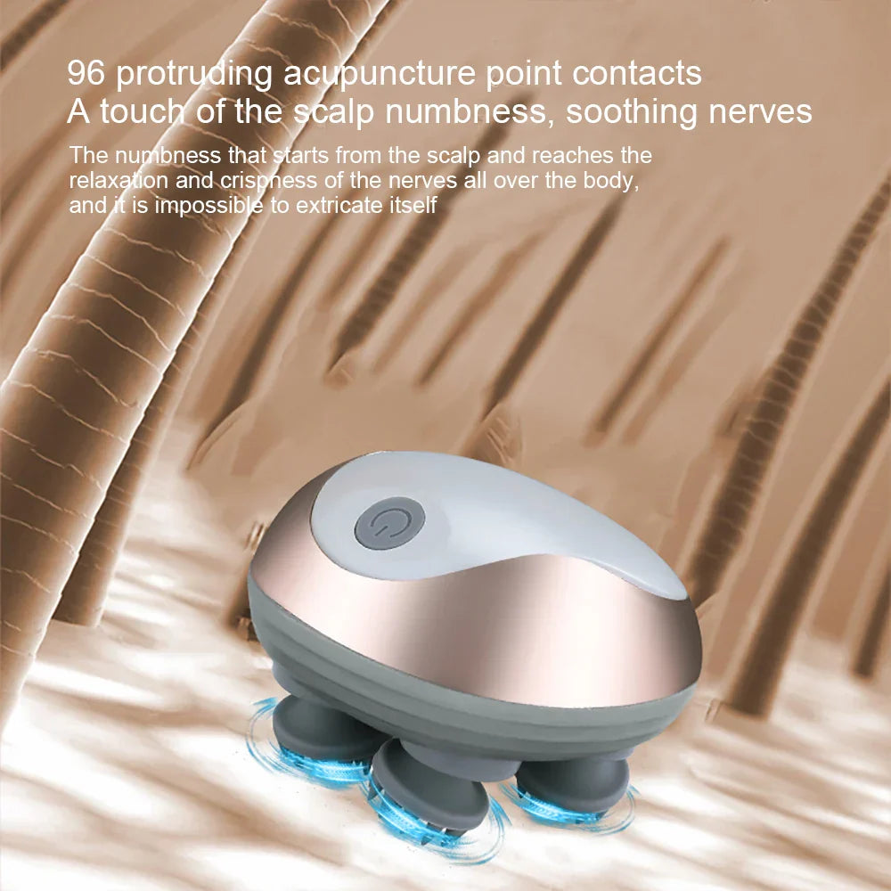 इलेक्ट्रिक स्क्याल्प मसाजर हेड्स स्क्याल्प निडिङ भाइब्रेटिंग डिभाइस कपालको वृद्धिको लागि ६ मोडहरू तनाव आराम वाटरप्रूफ मसाजर