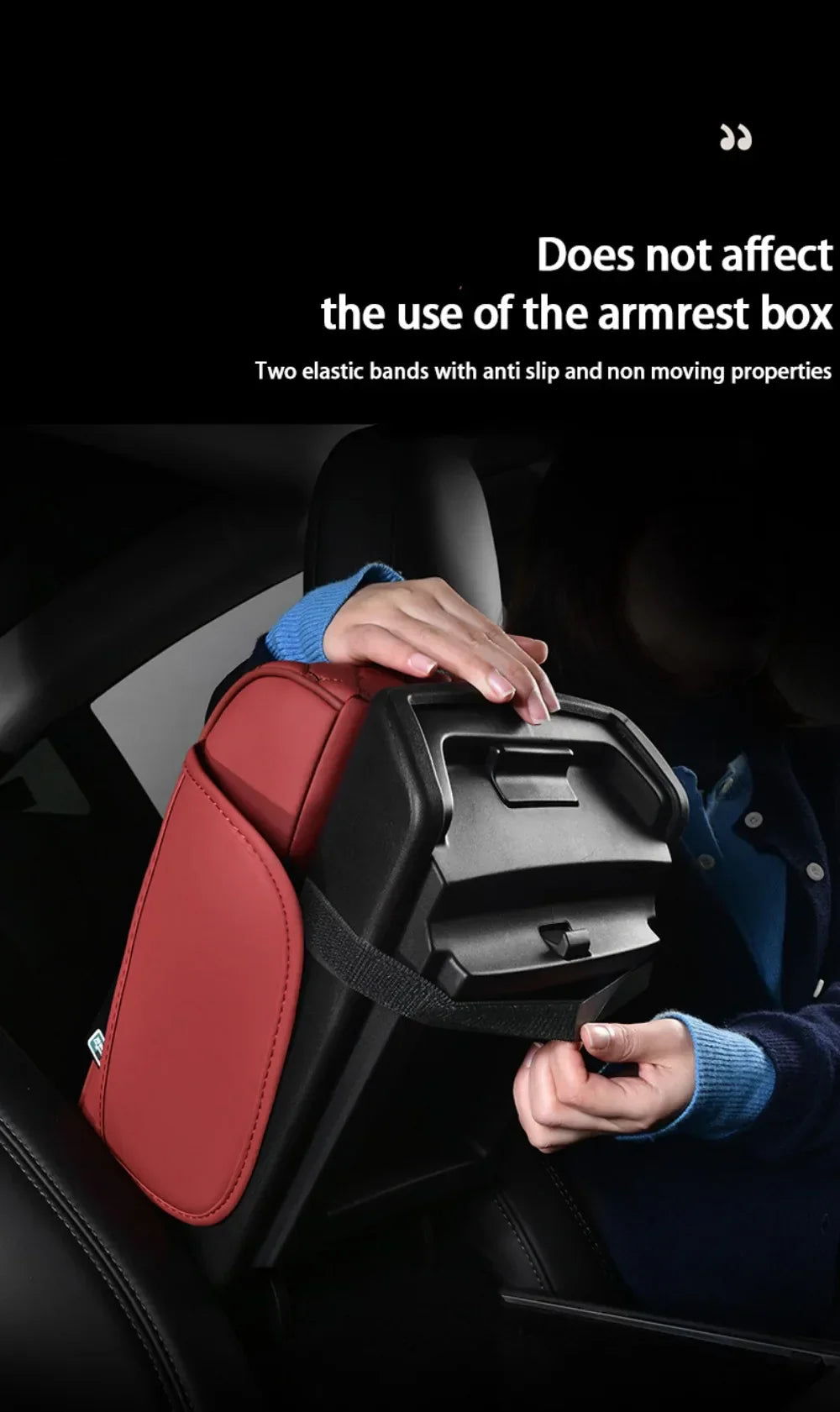 पोर्टेबल सेन्टर कन्सोल आर्मरेस्ट कुशन PU लेदर मल्टिफंक्शनल आर्मरेस्ट प्याड कप होल्डर टिस्यु बक्सको साथ उचाइ बढाउँदै