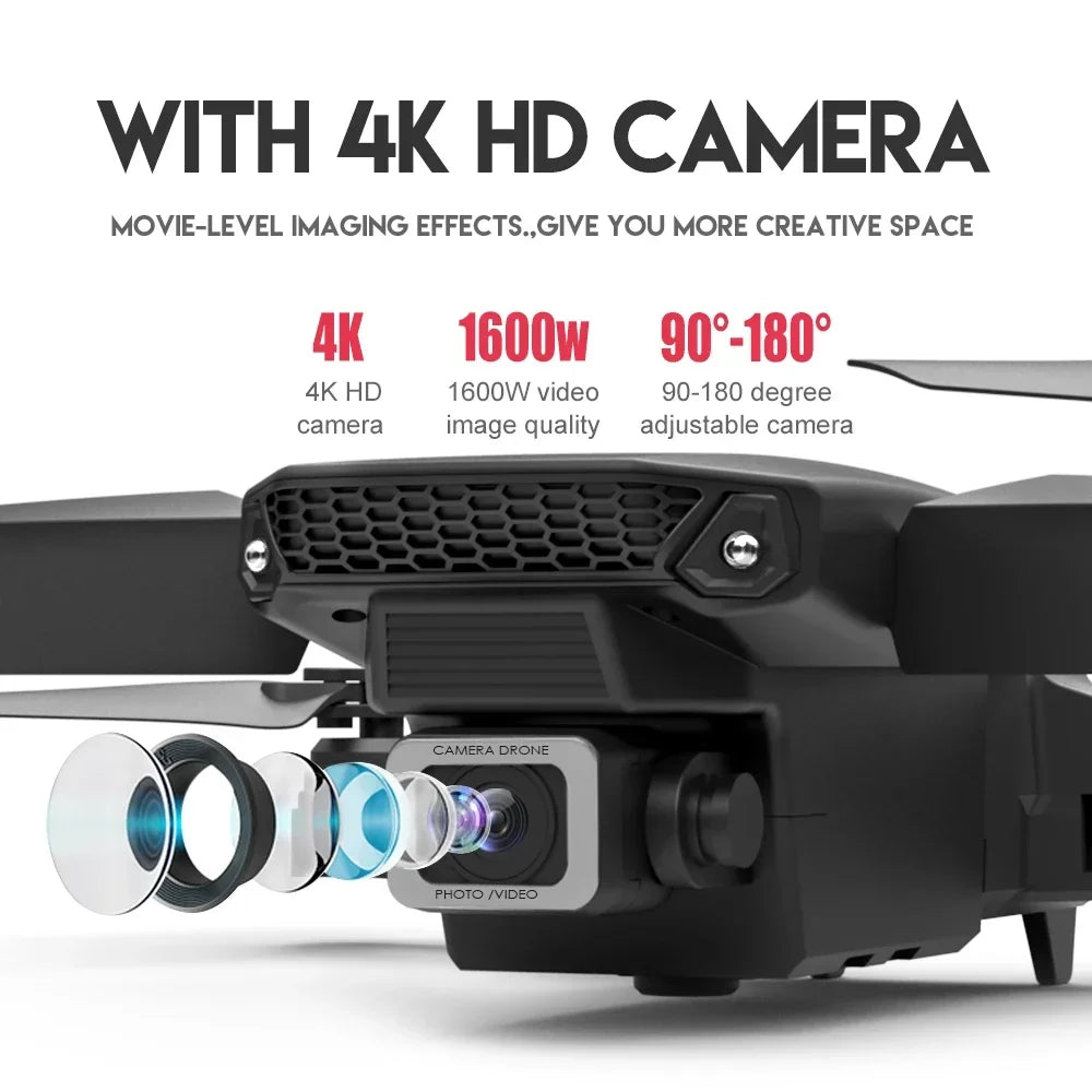 KBDFA २०२३ नयाँ E88 Pro WIFI FPV ड्रोन वाइड एंगल HD 4K 1080P क्यामेरा उचाइ होल्ड RC फोल्डेबल क्वाडकोप्टर ड्रोन हेलिकप्टर खेलौना उपहार