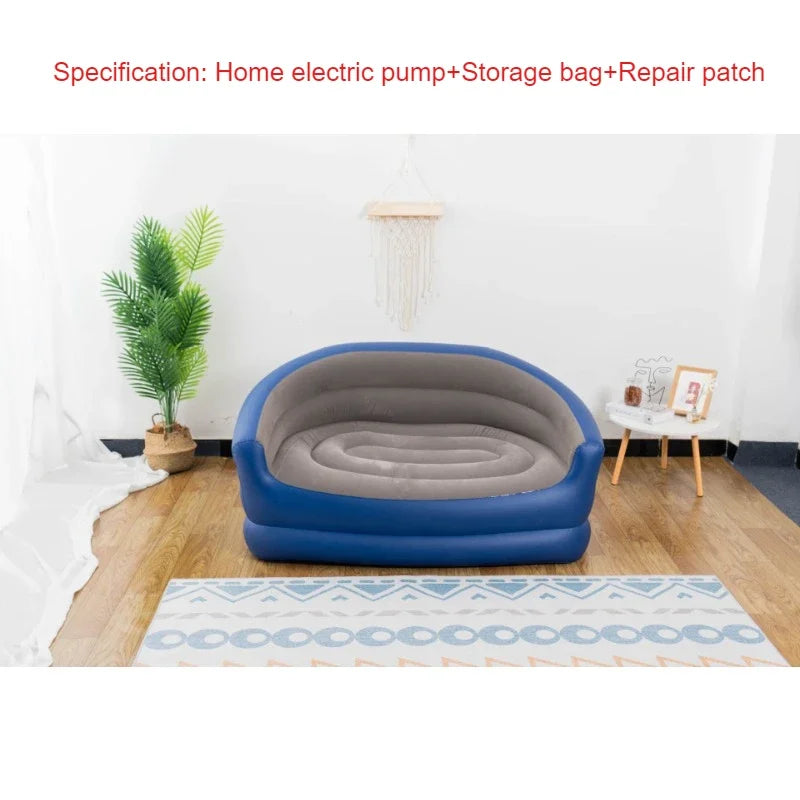 लन्च ब्रेकको लागि नयाँ इन्फ्लेटेबल लेजी सोफा डबल लाउन्ज कुर्सी ब्याकरेस्ट र आर्मरेस्टसहितको ठूलो फोल्डिङ फुर्सद सोफा