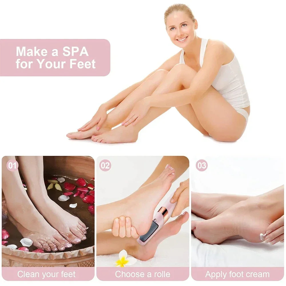 खुट्टाको लागि रिचार्जेबल इलेक्ट्रिक क्यालस रिमूभर, पोर्टेबल फुट क्यालस रिमूभर वाटरप्रूफ प्रोफेस पेडीक्योर फुट फाइल पेडीक्योर उपकरण