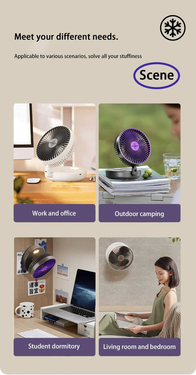 इलेक्ट्रिक फ्यान ३ इन १ रिचार्जेबल सानो फोल्डिंग साइकल डेस्कटप भित्तामा माउन्ट गरिएको सानो फ्यान छात्रावास शौचालय चिसो हावा गर्मी पंखा