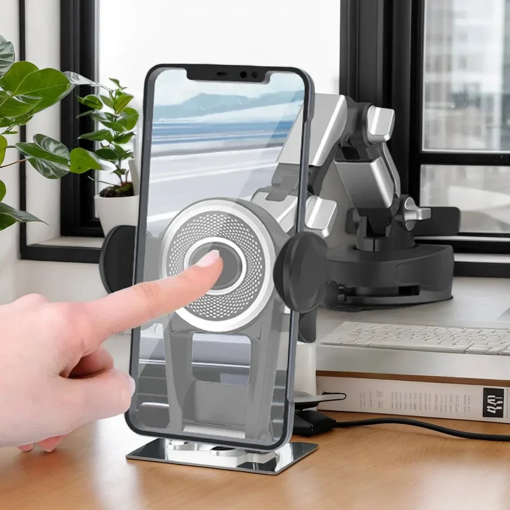 बायाँ र दायाँ समायोज्य घुमाउने कार फोन स्ट्यान्ड - डेस्कटप र नेभिगेसन फोन होल्डर सहायक उपकरण