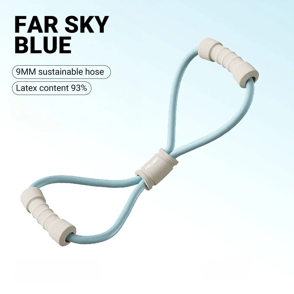 टेन्सन रोप योग जिम लेटेक्स रबर आर्म रेजिस्टन्स ८-आकारको फिटनेस स्ट्रेन्थ इक्विपमेन्ट होम जिम चेस्ट एक्सपान्डर इलास्टिक ब्यान्ड