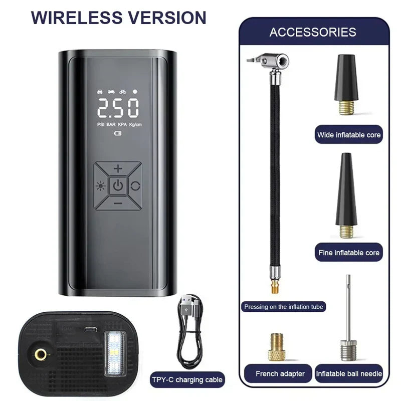 १ पिस वायरलेस कार एयर कम्प्रेसर एयर पम्प इलेक्ट्रिक टायर इन्फ्लेटर पम्प मोटरसाइकल साइकल डुङ्गा अटो टायर बलहरू इन्फ्लेटेबलको लागि