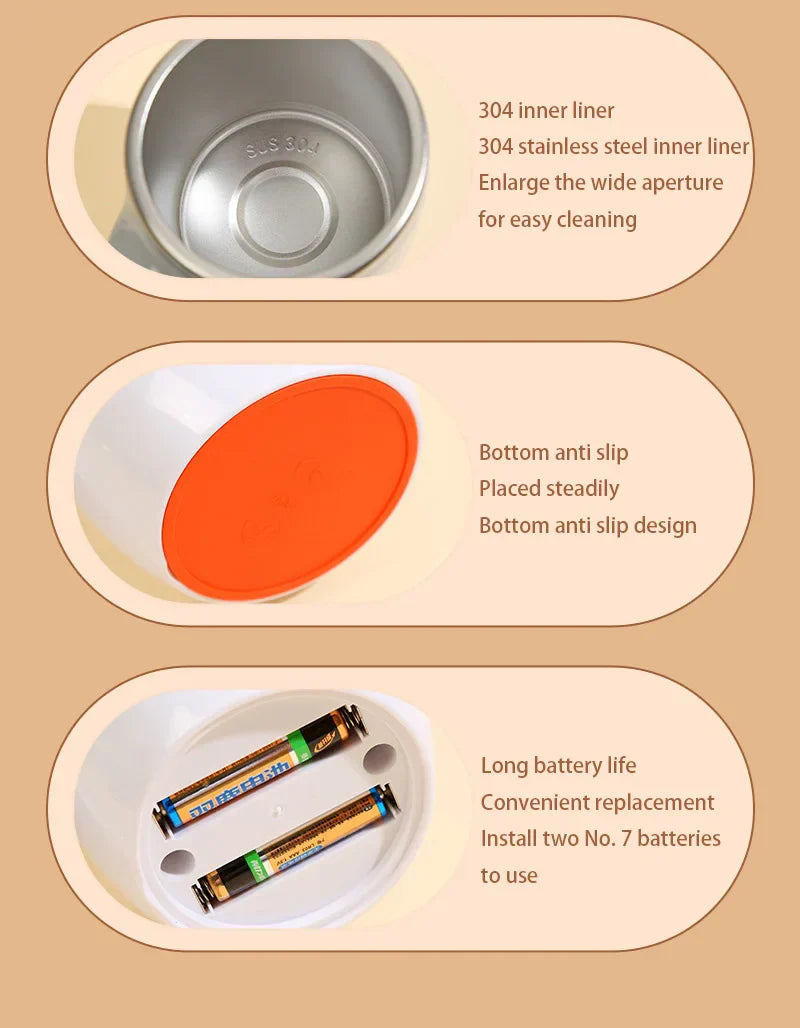 स्वचालित हलचल कफी मग चुम्बकीय इलेक्ट्रिक स्टेनलेस स्टील स्व-मिक्सिङ कफी टम्बलर घुमाउने गृह कार्यालय यात्रा