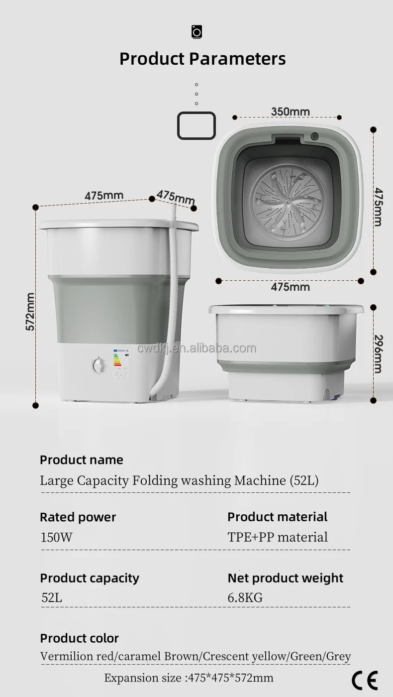 पोर्टेबल ५२L लुगा धुने मेसिन फोल्डिङ मिनी लुगा धुने मेसिन अन्डरवियर बच्चाहरूको लुगाको लागि