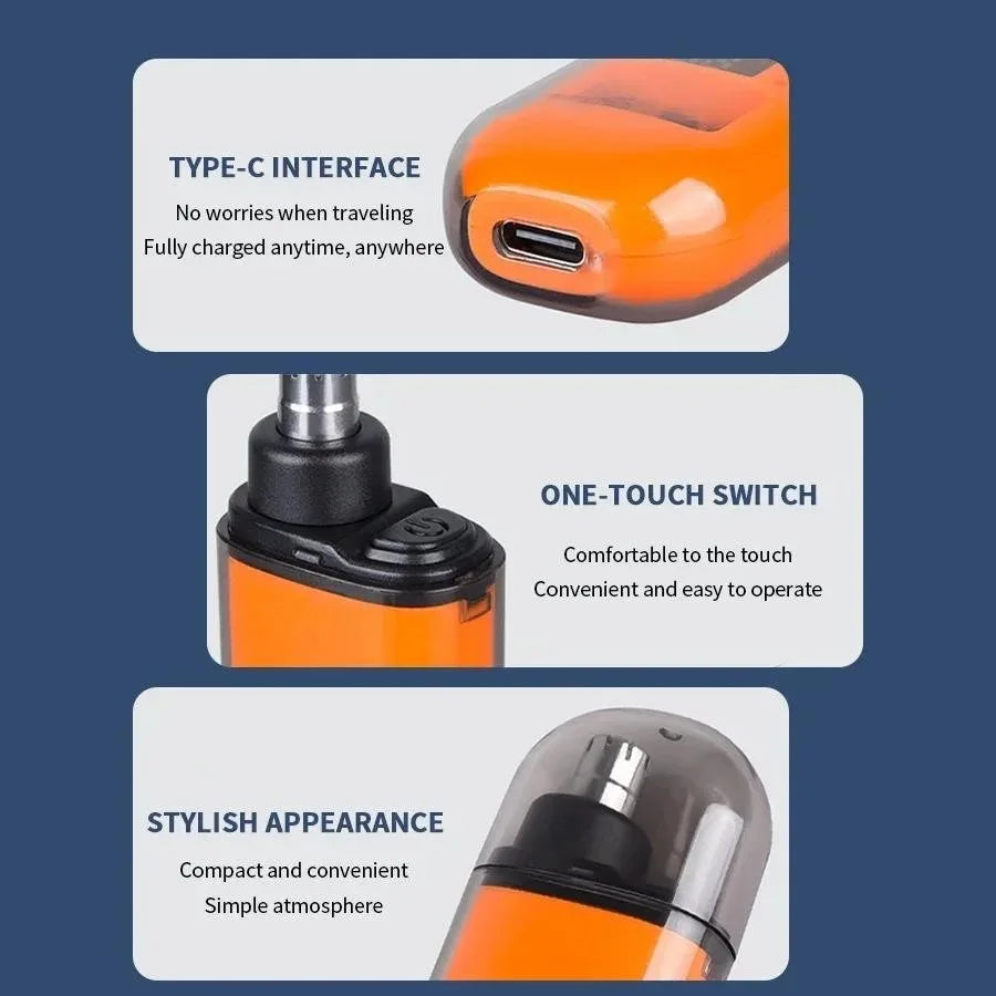 रिचार्जेबल नोज हेयर ट्रिमर क्लिपर USB चार्जिङ डुअल-एज ब्लेड इलेक्ट्रिक पोर्टेबल पुरुष मिनी नोज हेयर ट्रिमर फेस केयर किट