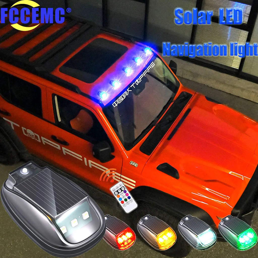 रिमोट कन्ट्रोल क्याब सिग्नल ल्याम्प सहितको सौर्य कार रूफ स्ट्रोब लाइट वायरलेस नो पंच एलईडी ट्रक पिकअप ट्रक रूफ चेतावनी लाइटहरू