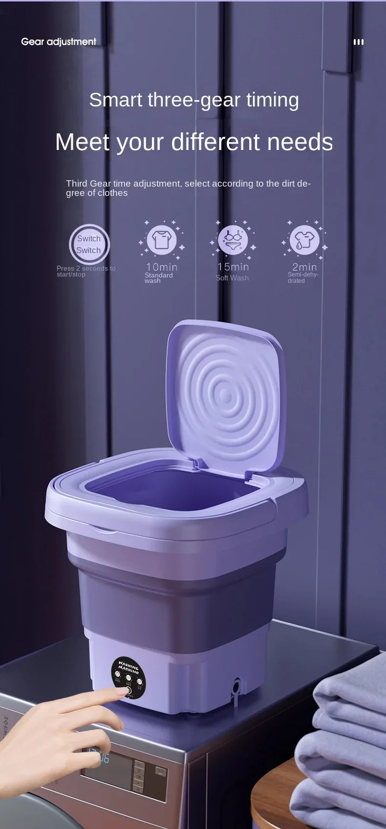 मोजा अन्डरवियर प्यान्टी वाशरको लागि स्पिन ड्रायर सहितको ६.५ लिटर पोर्टेबल सानो फोल्डेबल वाशिङ मेसिन घरायसी मिनी वाशिङ मेसिन