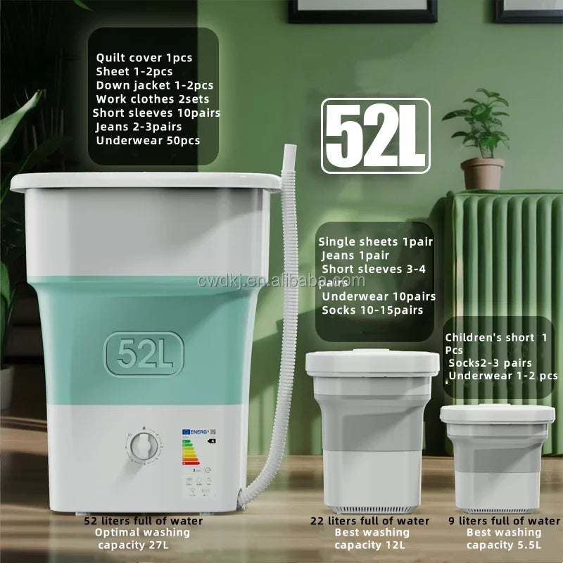 पोर्टेबल ५२L लुगा धुने मेसिन फोल्डिङ मिनी लुगा धुने मेसिन अन्डरवियर बच्चाहरूको लुगाको लागि