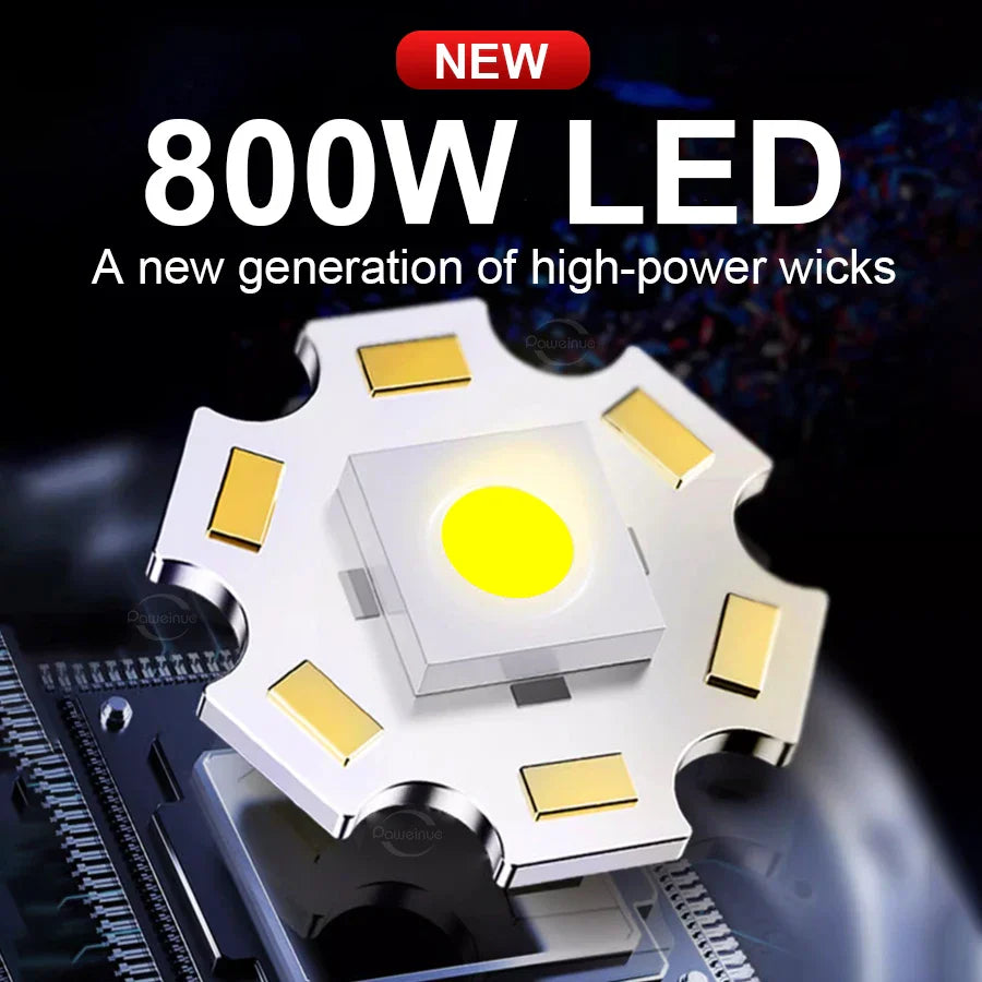 P90 ८००W हाई पावर एलईडी टर्चलाइट ३०००M लामो दूरीको टर्च आउटडोर ट्याक्टिकल अल्ट्रा पावरफुल एलईडी टर्चलाइटहरू जुम गर्न मिल्ने क्याम्पिङ ह्यान्ड ल्याम्प