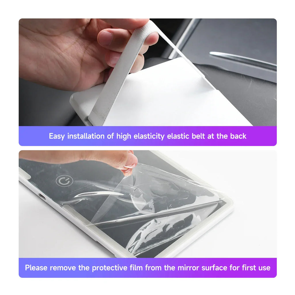 Fccemc कार सन भिजर मेकअप मिरर एलईडी टच स्क्रिन समायोज्य ब्राइटनेस अटो इन्टेरियर मेकअप HD मिरर चार्जिङ भ्यानिटी मिरर