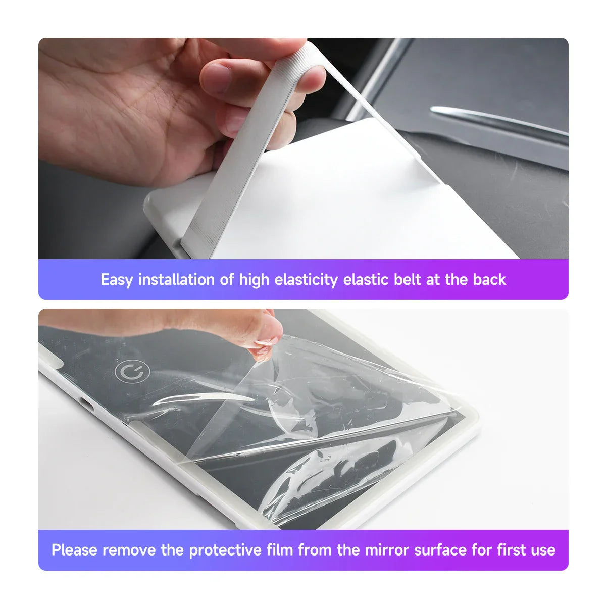 Fccemc कार सन भिजर मेकअप मिरर एलईडी टच स्क्रिन समायोज्य ब्राइटनेस अटो इन्टेरियर मेकअप HD मिरर चार्जिङ भ्यानिटी मिरर