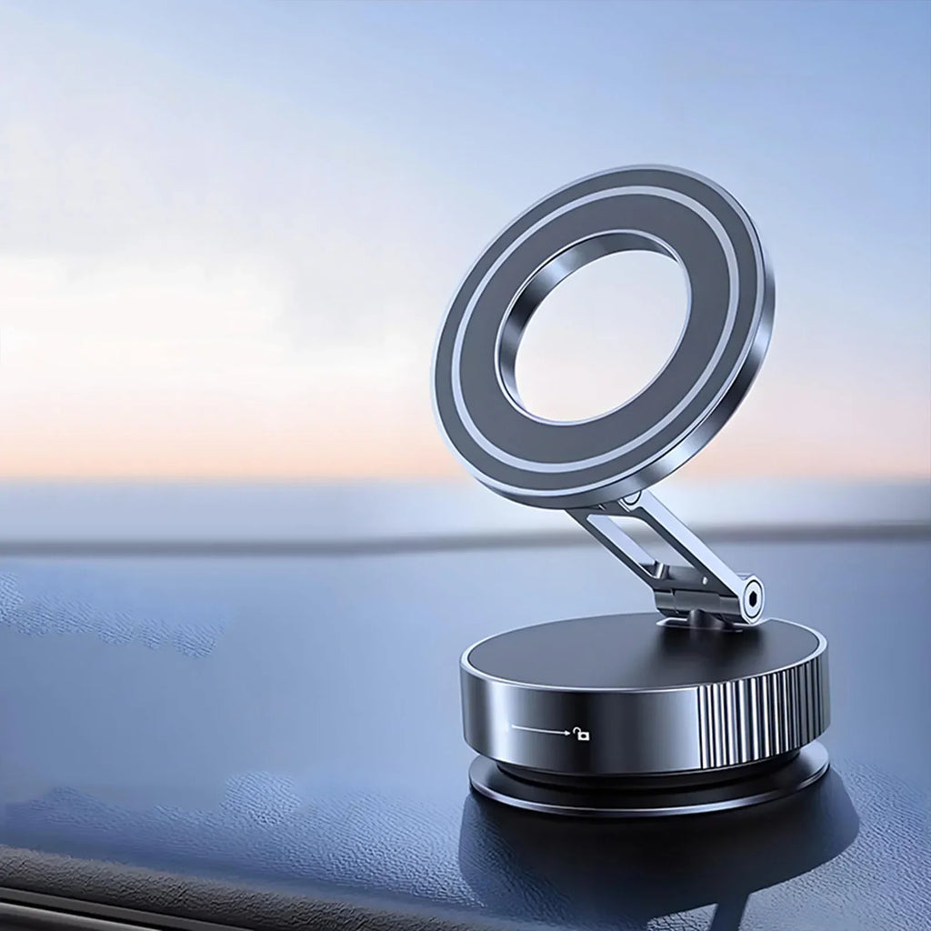 सुपर स्ट्रङ्ग भ्याकुम सक्सन कप म्याग्नेटिक फोन होल्डर ३६०° घुमाउन मिल्ने समायोज्य फोल्डेबल कार फोन स्ट्यान्ड