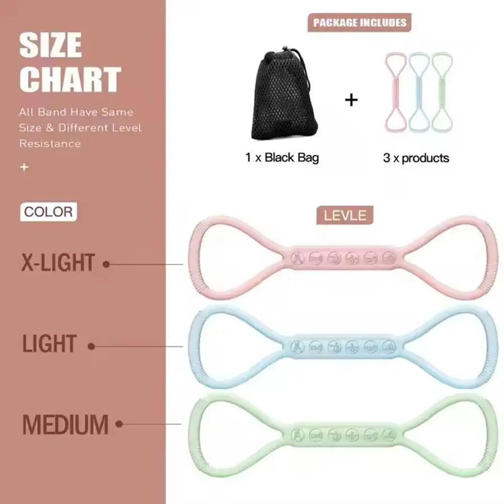 ८ वर्ड टेन्सनर आठ सिलिकॉन योग सहायक घर इलास्टिक ब्यान्ड फिटनेस उपकरण काँधको सौन्दर्य पछाडि इलास्टिक ब्यान्ड