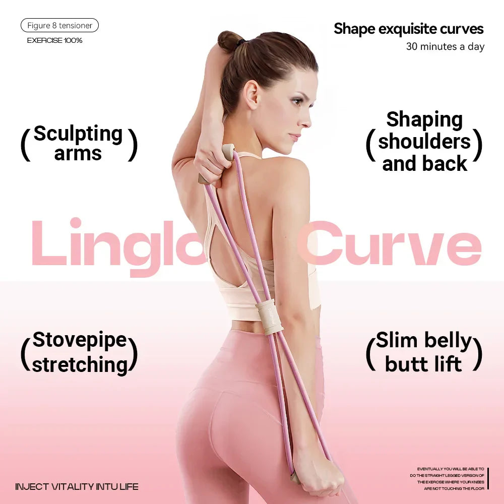 टेन्सन रोप योग जिम लेटेक्स रबर आर्म रेजिस्टन्स ८-आकारको फिटनेस स्ट्रेन्थ इक्विपमेन्ट होम जिम चेस्ट एक्सपान्डर इलास्टिक ब्यान्ड