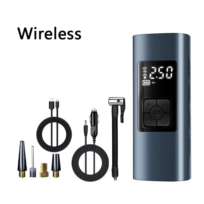 कार मोटरसाइकल साइकलको लागि एलईडी सहितको टायर इन्फ्लेटर पोर्टेबल इलेक्ट्रिक एयर कम्प्रेसर ६०००mAh रिचार्जेबल मिनी टायर पम्प