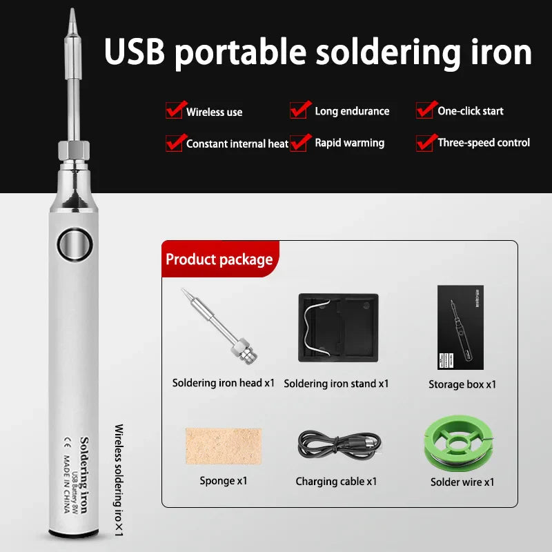 Xiaomi वायरलेस चार्जिङ इलेक्ट्रिक सोल्डरिङ आइरन सोल्डर आइरन मिनी पोर्टेबल सोल्डरिङ आइरन टिप रिवर्क एक्सेसरीज टूल पार्ट्स नयाँ