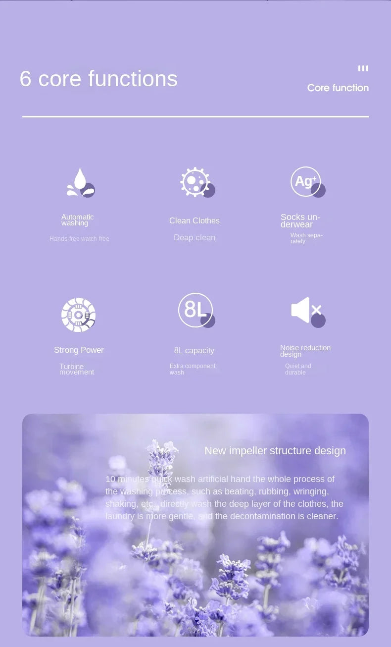 मोजा अन्डरवियर प्यान्टी वाशरको लागि स्पिन ड्रायर सहितको ६.५ लिटर पोर्टेबल सानो फोल्डेबल वाशिङ मेसिन घरायसी मिनी वाशिङ मेसिन