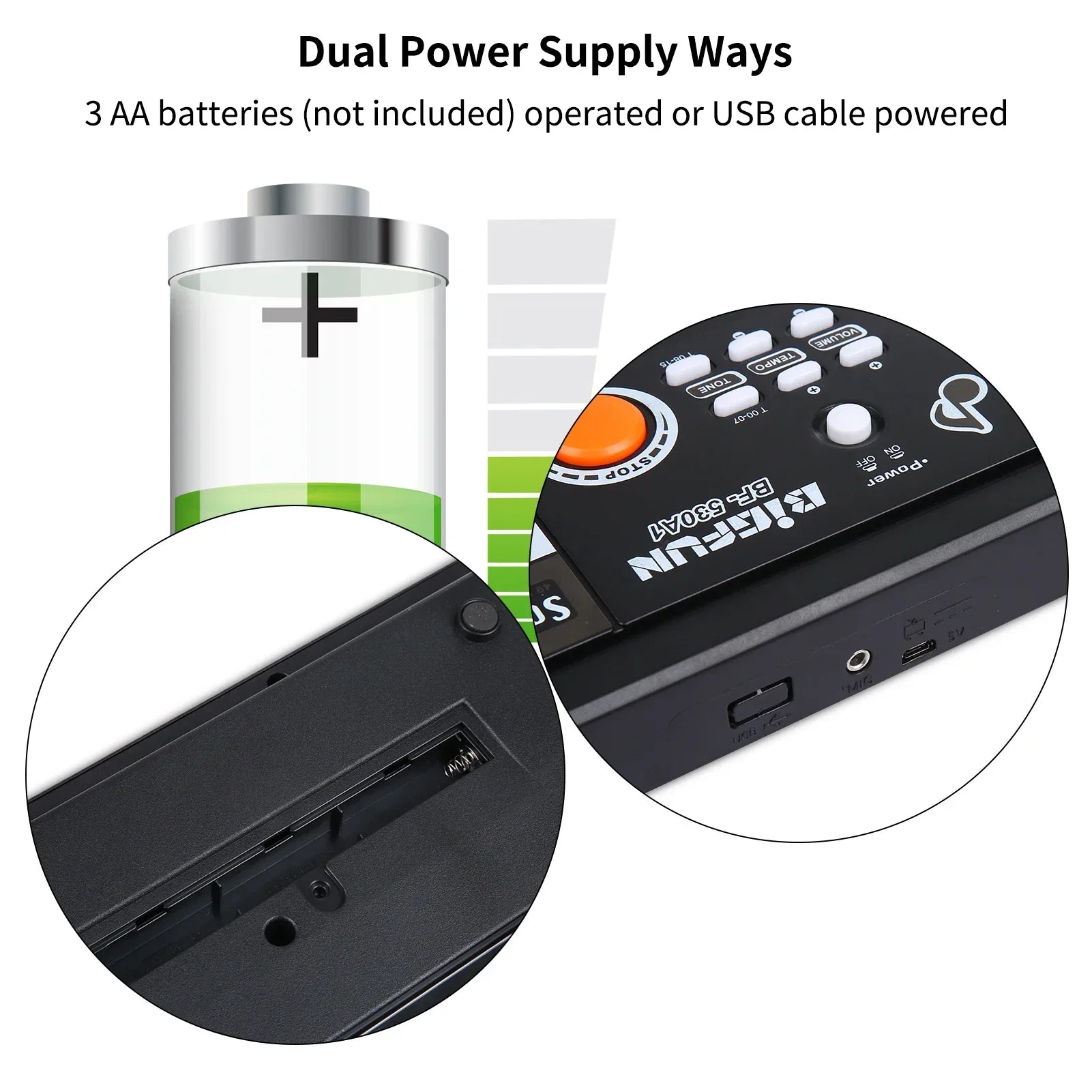 BIGFUN ३७ कुञ्जीहरू/४९ कुञ्जीहरू USB इलेक्ट्रोनिक अर्गन किबोर्ड पियानो डिजिटल संगीत इलेक्ट्रोनिक किबोर्ड माइक्रोफोन कालो सहित