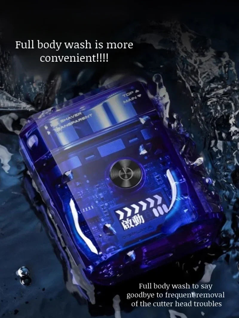 पुरुषहरूको पोर्टेबल चुम्बकीय डबल हेड इलेक्ट्रिक शेभर TYPE-C चार्जिङ वाटरप्रूफ डिजिटल वेट ड्राई डबल शेभिङ शेभर