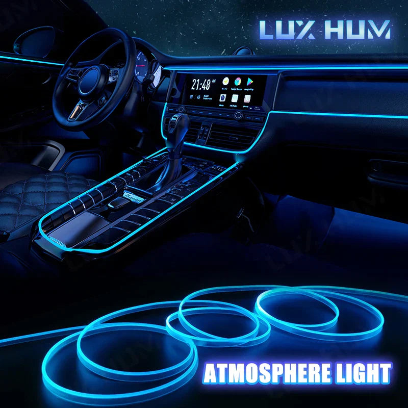 ५ मिटर कारको भित्री भागको एम्बियन्ट लाइट USB/चुरोट लाइटर लचिलो वायुमण्डल एलईडी लाइट स्ट्रिप युनिभर्सल सिंगल-कलर अटो नियोन ल्याम्प