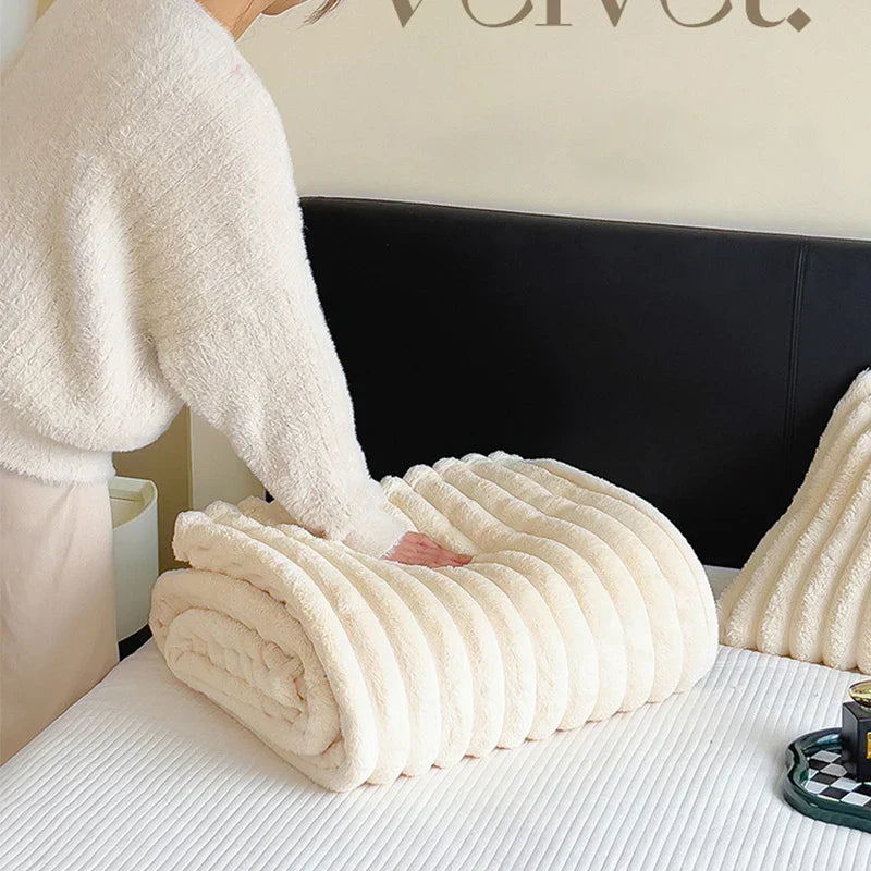 नक्कल खरायो मखमली शरद ऋतु न्यानो ओछ्यानको कम्बल वा कम्बल र तकियाको आवरण नरम न्यानो जाडो सोफा कम्बल थ्रो ल्याप कम्बलको लागि