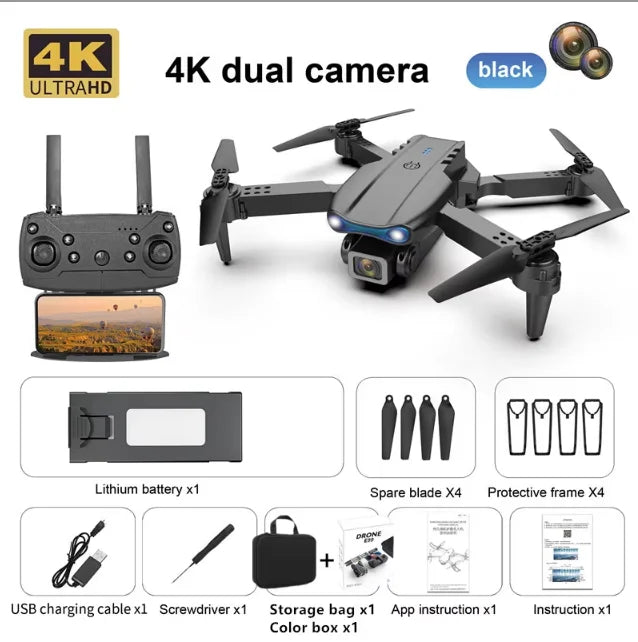 KBDFA २०२३ नयाँ E88 Pro WIFI FPV ड्रोन वाइड एंगल HD 4K 1080P क्यामेरा उचाइ होल्ड RC फोल्डेबल क्वाडकोप्टर ड्रोन हेलिकप्टर खेलौना उपहार